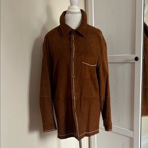 Vintage B&C Bod & Christensen Genuine Suede Leather Shirt Jacket Cognac Brown
